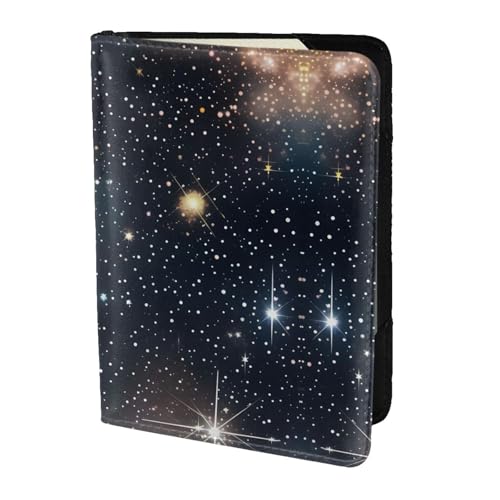 Reisepasshülle aus Leder mit Sternhaufen und Galaxien, für Damen und Herren, Reisebrieftasche, Reisepasshülle, Schwarz, Einheitsgröße von YQxwJL