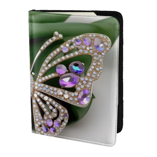 Reisepasshülle aus Leder mit Strass-Schmetterlings-Aufdruck, für Damen und Herren, Reisebrieftasche, Reisepasshülle, Schwarz, Einheitsgröße von YQxwJL