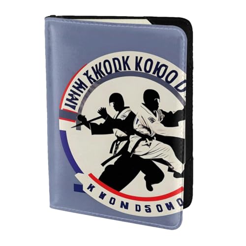 Reisepasshülle aus Leder mit Taekwondo-Design, für Damen und Herren, Reisebrieftasche, Reisepasshülle, Schwarz, Einheitsgröße von YQxwJL