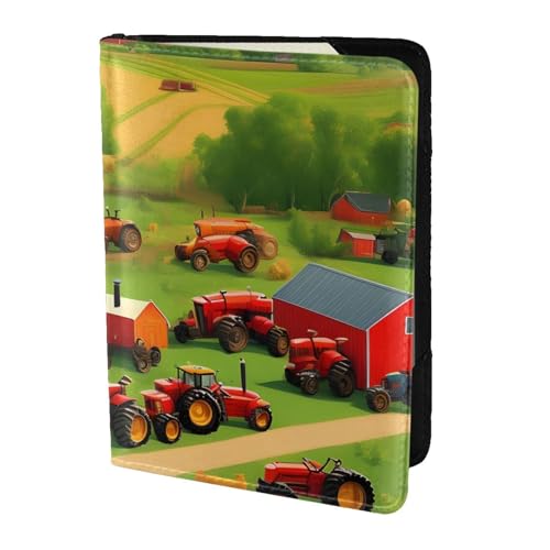 Reisepasshülle aus Leder mit Traktor-Motiv, für Damen und Herren, Reisebrieftasche, Reisepasshülle, Schwarz, Einheitsgröße von YQxwJL