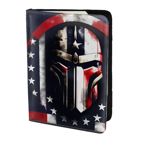 Reisepasshülle aus Leder mit US-Flagge, amerikanischer Spartaner-Druck, für Damen und Herren, Reisebrieftasche, Reisepasshülle, Schwarz, Einheitsgröße von YQxwJL