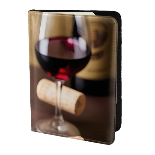 Reisepasshülle aus Leder mit Weinkork-Aufdruck, für Damen und Herren, Reisebrieftasche, Reisepasshülle, Schwarz, Einheitsgröße von YQxwJL