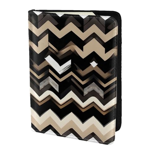 Reisepasshülle aus Leder mit Zickzack-Aufdruck, für Damen und Herren, Schwarz / Weiß, Schwarz, Einheitsgröße von YQxwJL