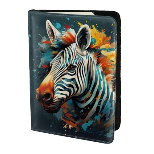 Reisepasshülle aus Leder mit abstraktem Zebramuster, für Damen und Herren, Reisebrieftasche, Reisepasshülle, Schwarz, Einheitsgröße von YQxwJL