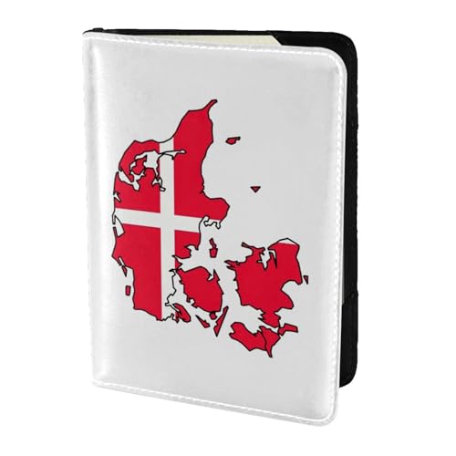 Reisepasshülle aus Leder mit dänischer Flagge, für Damen und Herren, Reisebrieftasche, Reisepasshülle, Schwarz, Einheitsgröße von YQxwJL