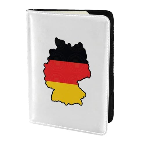 Reisepasshülle aus Leder mit deutscher Flagge, für Damen und Herren, Reisebrieftasche, Reisepasshülle, Schwarz, Einheitsgröße von YQxwJL