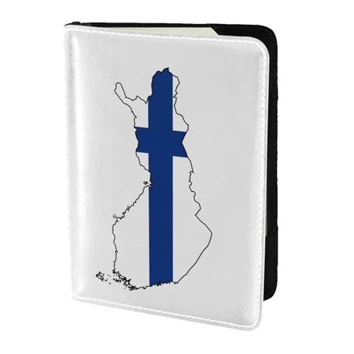 Reisepasshülle aus Leder mit finnischer Flagge, für Damen und Herren, Reisebrieftasche, Reisepasshülle, Schwarz, Einheitsgröße von YQxwJL