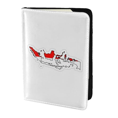 Reisepasshülle aus Leder mit indonesischer Flagge, für Damen und Herren, Reisebrieftasche, Reisepasshülle, Schwarz, Einheitsgröße von YQxwJL