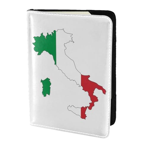 Reisepasshülle aus Leder mit italienischer Flagge, für Damen und Herren, Reisebrieftasche, Reisepasshülle, Schwarz, Einheitsgröße von YQxwJL