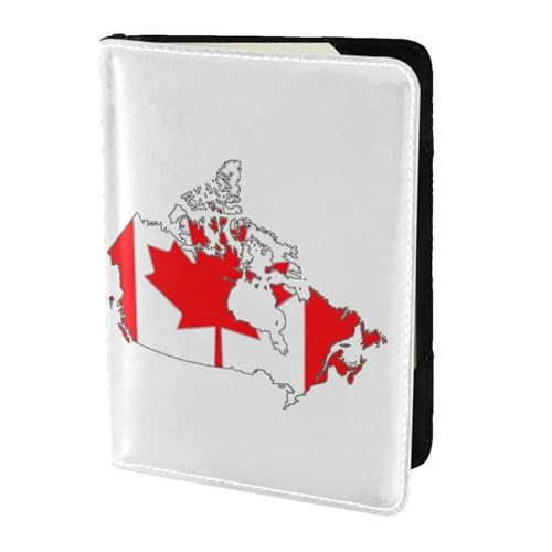 Reisepasshülle aus Leder mit kanadischer Flagge, für Damen und Herren, Reisebrieftasche, Reisepasshülle, Schwarz, Einheitsgröße von YQxwJL
