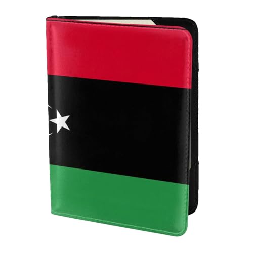 Reisepasshülle aus Leder mit libyscher Flagge, für Damen und Herren, Reisebrieftasche, Reisepasshülle, Schwarz, Einheitsgröße von YQxwJL