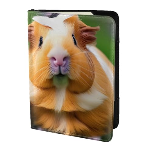 Reisepasshülle aus Leder mit niedlichem Meerschweinchen-Aufdruck, für Damen und Herren, Reisebrieftasche, Reisepasshülle, Schwarz, Einheitsgröße von YQxwJL
