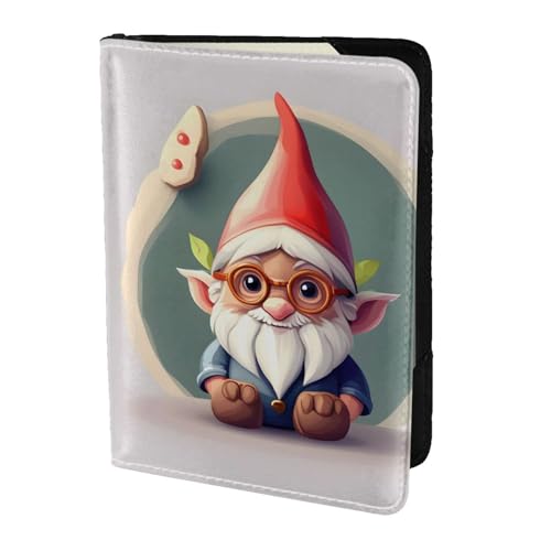 Reisepasshülle aus Leder mit niedlichem Zwergen-Aufdruck, für Damen und Herren, Reisebrieftasche, Reisepasshülle, Schwarz, Einheitsgröße von YQxwJL