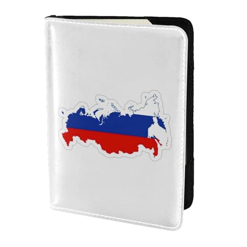 Reisepasshülle aus Leder mit russischer Flagge, für Damen und Herren, Reisebrieftasche, Reisepasshülle, Schwarz, Einheitsgröße von YQxwJL