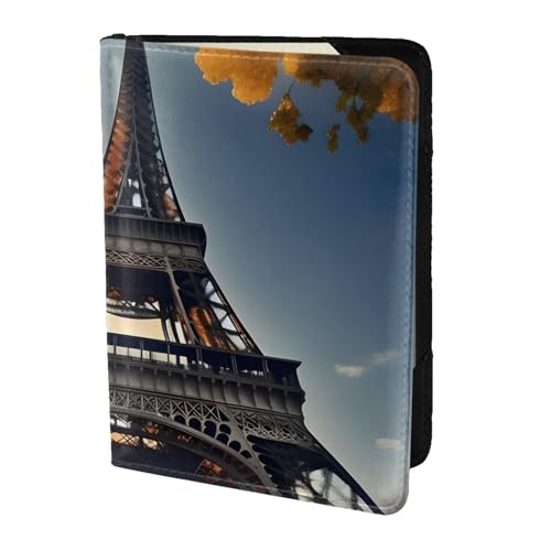 Reisepasshülle aus Leder mit schönem Eiffelturm-Motiv, für Damen und Herren, Reisebrieftasche, Reisepasshülle, Schwarz, Einheitsgröße von YQxwJL