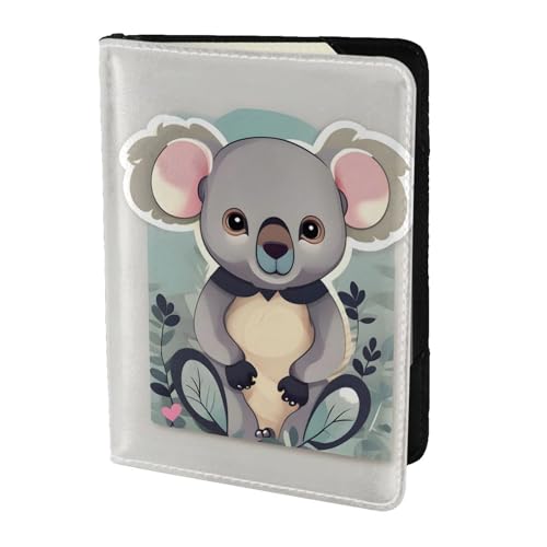 Reisepasshülle aus Leder mit schönem Koala-Druck, für Damen und Herren, Reisebrieftasche, Reisepasshülle, Schwarz, Einheitsgröße von YQxwJL
