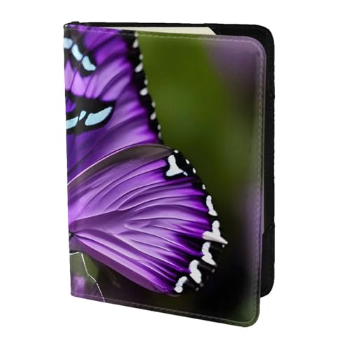 Reisepasshülle aus Leder mit schönem Schmetterlings-Aufdruck, für Damen und Herren, Reisebrieftasche, Reisepasshülle, Schwarz, Einheitsgröße von YQxwJL