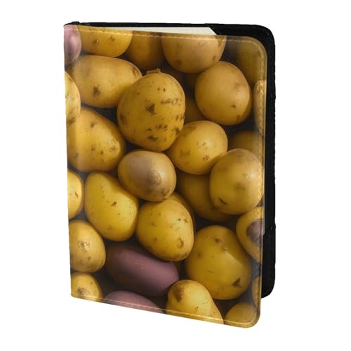 Reisepasshülle aus Leder mit vielen Kartoffeln bedruckt, für Damen und Herren, Reisebrieftasche, Reisepasshülle, Schwarz, Einheitsgröße von YQxwJL