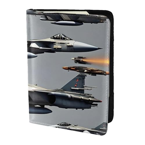 Reisepasshülle mit Flugzeug-Jets-Aufdruck, Leder, für Damen und Herren, Reisebrieftasche, Reisepasshülle, Schwarz, Einheitsgröße von YQxwJL