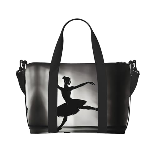 Reisetasche mit Ballerina-Tanz-Druck, Workout-Reisetasche, Übernachtungs-Schultertasche, Wochenendtasche für Damen und Herren, Schwarz, Einheitsgröße Reisetasche mit Ballerina-Tanz-Druck, Workout-Reisetasche, Übernachtungs-Schultertasche, Wochenendtasche für Damen und Herren, Schwarz, Einheitsgröße von YQxwJL