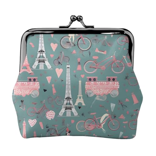 Romantische Paris Eiffelturm Fahrrad Druck Münzgeldbörse Mini Kleingeld Geldbörse für Frauen Kleine Münzbörse für Kreditkarte ID Schlüssel, Schwarz, Einheitsgröße, Vintage von YQxwJL