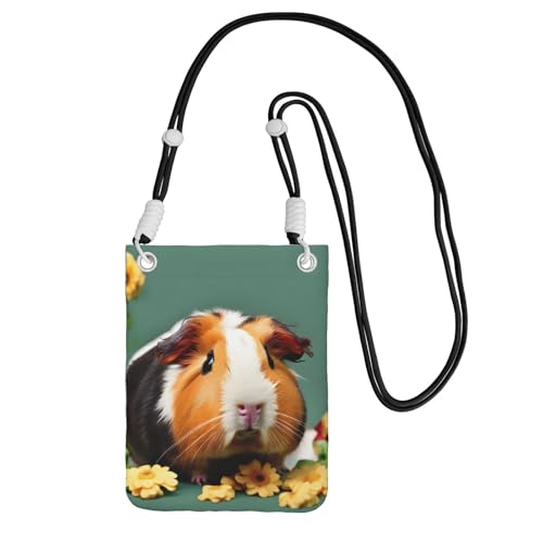 Schultertasche mit Blumenmotiv für Männer und Frauen, lässige Mini-Handygeldbörsen, Anti-Diebstahl-Handytasche, für Wandern, Reisen, Schwarz, Einheitsgröße von YQxwJL