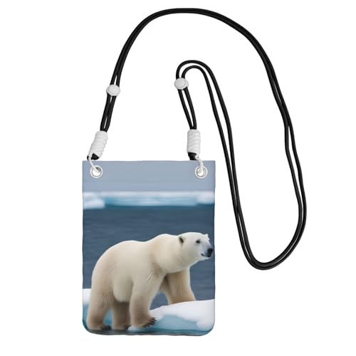 Schultertasche mit Eisbär-Aufdruck, für Männer und Frauen, lässige Mini-Handygeldbörsen, Anti-Diebstahl-Handytasche, für Wandern, Reisen, Schwarz, Einheitsgröße von YQxwJL