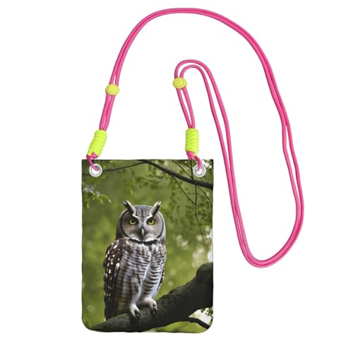 Schultertasche mit Eulen-Motiv, für Männer und Frauen, lässige Mini-Handytasche, Anti-Diebstahl-Handytasche, für Wandern, Reisen, Fuchusia, Einheitsgröße von YQxwJL