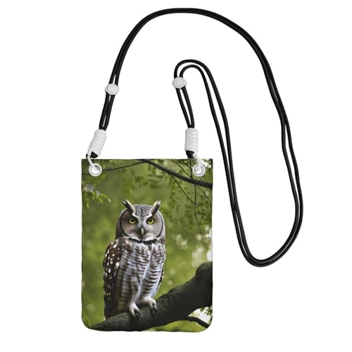 Schultertasche mit Eulen-Motiv, für Männer und Frauen, lässige Mini-Handytasche, Anti-Diebstahl-Handytasche, für Wandern, Reisen, Schwarz, Einheitsgröße von YQxwJL