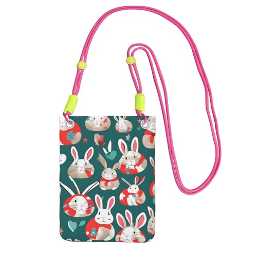 Schultertasche mit Hasen-Aufdruck für Männer und Frauen, lässige Mini-Handygeldbörsen, Anti-Diebstahl-Handytasche, für Wandern, Reisen, Fuchusia, Einheitsgröße von YQxwJL