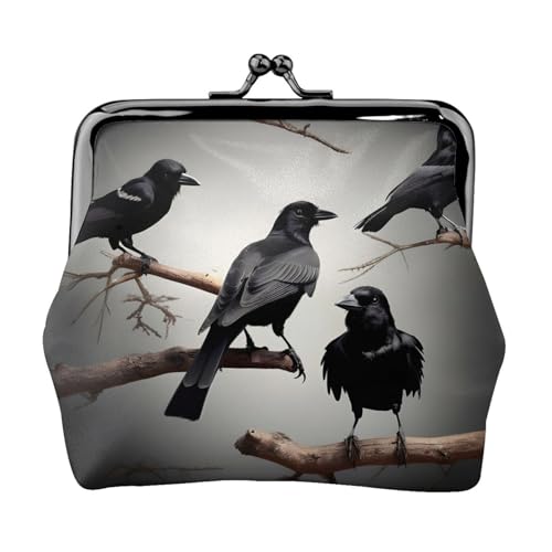 Schwarze Krähenvögel auf einem Ast, Münzgeldbörse, Mini-Geldbörse für Damen, kleine Münzbörse für Kreditkarte, Ausweis, Schlüssel, Schwarz, Einheitsgröße, Vintage von YQxwJL