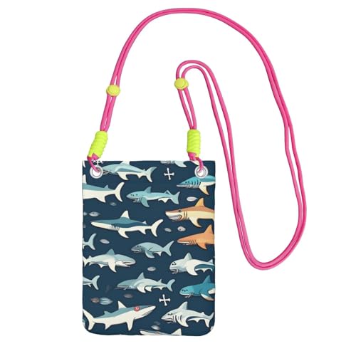 Sharks Umhängetasche mit nautischem Druck, für Männer und Frauen, lässige Mini-Handytasche, Anti-Diebstahl-Handytasche, für Wandern, Reisen, Fuchusia, Einheitsgröße von YQxwJL