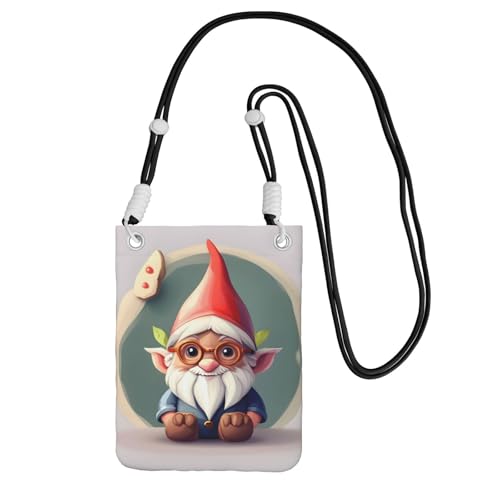 Süße Schultertasche mit Zwergen-Aufdruck für Männer und Frauen, lässige Mini-Handygeldbörsen, Anti-Diebstahl-Handytasche, für Wandern, Reisen, Schwarz, Einheitsgröße von YQxwJL