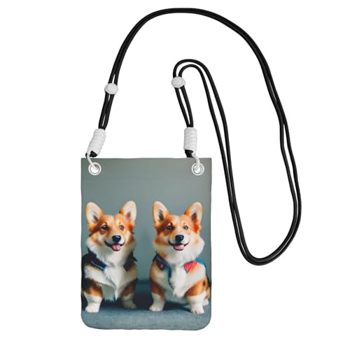 Tragen Sie Kleidung, süße Corgi-Hundetasche, für Männer und Frauen, lässige Mini-Handytasche, Anti-Diebstahl-Handytasche, für Wandern, Reisen, Schwarz, Einheitsgröße von YQxwJL