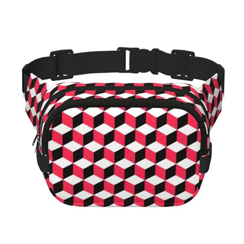 Umhängetasche für Damen, 3D-Design, Rot kariert, verschiedene Positionen, kleine Gürteltasche, Schwarz, Einheitsgröße, Schwarz, One Size Umhängetasche für Damen, 3D-Design, Rot kariert, verschiedene Positionen, kleine Gürteltasche, Schwarz, Einheitsgröße, Schwarz, One Size von YQxwJL