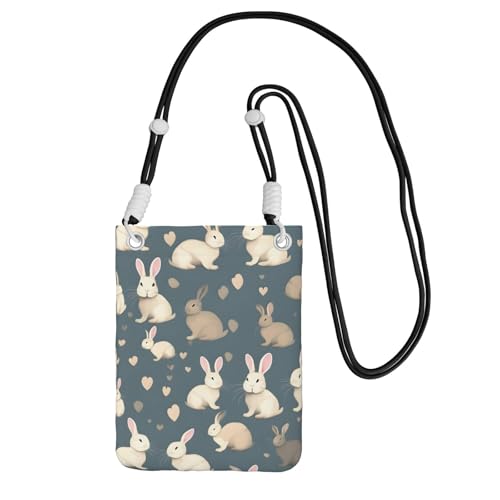 Umhängetasche mit Kaninchen-Hintergrund-Druck, für Männer und Frauen, lässige Mini-Handygeldbörsen, Anti-Diebstahl-Handytasche, für Wandern, Reisen, Schwarz, Einheitsgröße von YQxwJL