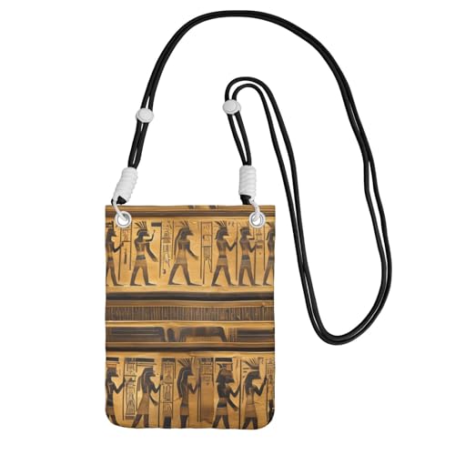 YQxwJL Ägypten Hieroglyphen Druck Sling Bag für Männer und Frauen, lässige Mini-Handygeldbörsen, Anti-Diebstahl-Handytasche, für Wandern, Reisen, Schwarz, Einheitsgröße von YQxwJL