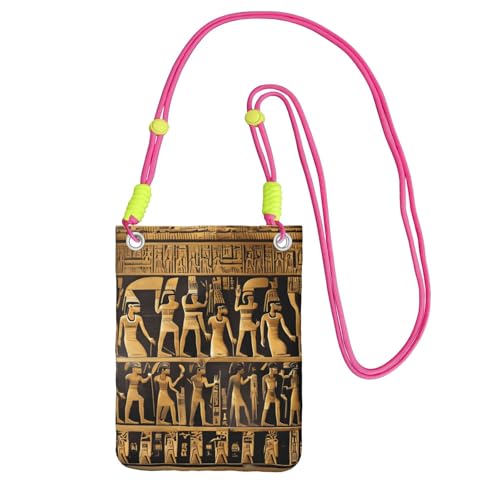 YQxwJL Ägypten Hieroglyphen Print Sling Bag für Männer und Frauen, lässige Mini-Handygeldbörsen, Anti-Diebstahl-Handytasche, für Wandern, Reisen, Fuchusia, Einheitsgröße von YQxwJL