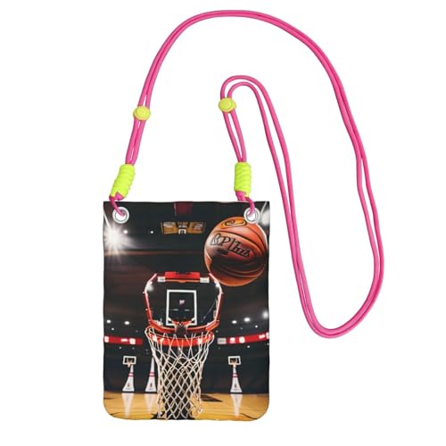 YQxwJL Basketball-Druck-Schultertasche für Männer und Frauen, lässige Mini-Handygeldbörsen, Anti-Diebstahl-Handytasche, für Wandern, Reisen, Fuchusia, Einheitsgröße von YQxwJL