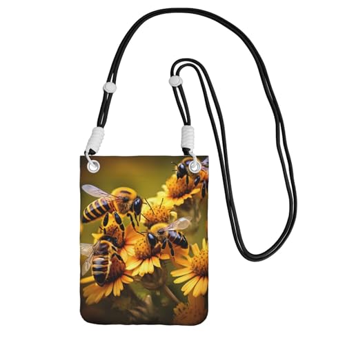 YQxwJL Bee Flying Print Sling Bag für Männer und Frauen, lässige Mini-Handygeldbörsen, Anti-Diebstahl-Handytasche, für Wandern, Reisen, Schwarz, Einheitsgröße von YQxwJL