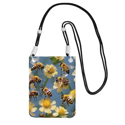 YQxwJL Bee Flying Print Sling Bag für Männer und Frauen, lässige Mini-Handygeldbörsen, Anti-Diebstahl-Handytasche, für Wandern, Reisen, Schwarz, Einheitsgröße von YQxwJL
