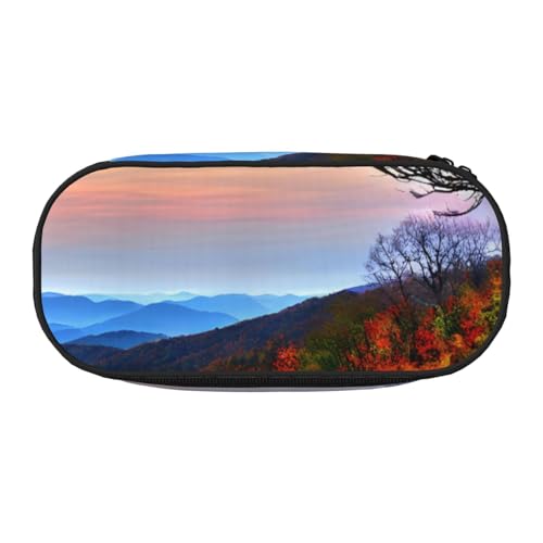 YQxwJL Blue Ridge Federmäppchen mit Bergaufdruck, großes Fassungsvermögen, schwarz, Stifteetui, Organizer für Büro, Uni von YQxwJL