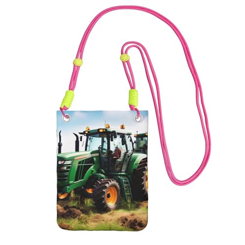 YQxwJL Company Umhängetasche mit Traktor-Druck, für Männer und Frauen, lässige Mini-Handygeldbörsen, Anti-Diebstahl-Handytasche, für Wandern, Reisen, Fuchusia, Einheitsgröße von YQxwJL