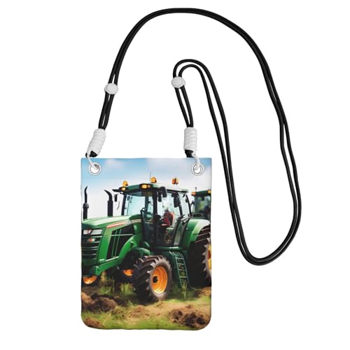 YQxwJL Company Umhängetasche mit Traktor-Druck, für Männer und Frauen, lässige Mini-Handygeldbörsen, Anti-Diebstahl-Handytasche, für Wandern, Reisen, Schwarz, Einheitsgröße von YQxwJL