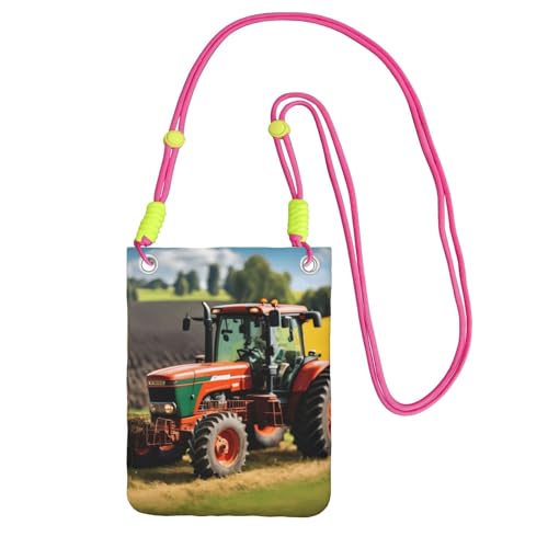 YQxwJL Company Umhängetasche mit Traktoren-Druck, für Männer und Frauen, lässige Mini-Handytasche, Anti-Diebstahl-Handytasche, für Wandern, Reisen, Fuchusia, Einheitsgröße von YQxwJL