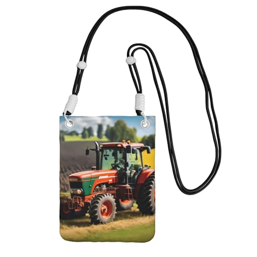 YQxwJL Company Umhängetasche mit Traktoren-Druck, für Männer und Frauen, lässige Mini-Handytasche, Anti-Diebstahl-Handytasche, für Wandern, Reisen, Schwarz, Einheitsgröße von YQxwJL