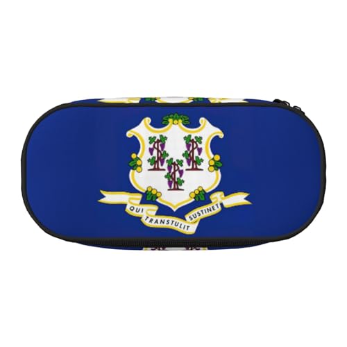 YQxwJL Connecticut Federmäppchen mit Staatsflaggen-Aufdruck, großes Fassungsvermögen, schwarz, Stifteetui, Organizer für Büro, Uni YQxwJL Connecticut Federmäppchen mit Staatsflaggen-Aufdruck, großes Fassungsvermögen, schwarz, Stifteetui, Organizer für Büro, Uni von YQxwJL