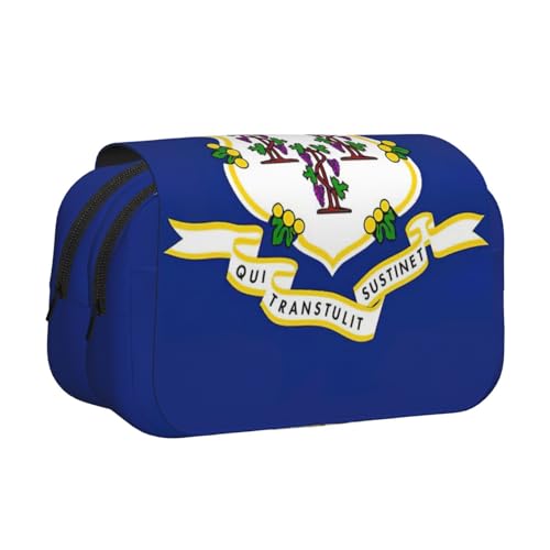 YQxwJL Connecticut Federmäppchen mit Staatsflaggen-Druck, großes Fassungsvermögen, tragbar, großes Federmäppchen mit Reißverschluss, für Büro und Zuhause von YQxwJL