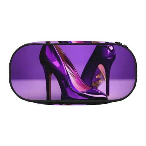 YQxwJL Elegantes Federmäppchen mit hohem Absatz und Lippenstift-Druck, großes Fassungsvermögen, schwarze Farbe, Stiftebeutel, Federmäppchen, Organizer für Büro, Uni von YQxwJL