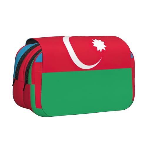 YQxwJL Federmäppchen, Motiv: Flagge von Aserbaidschan, großes Fassungsvermögen, tragbar, großes Federmäppchen mit Reißverschluss, für Büro und Zuhause von YQxwJL